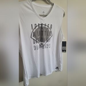 Adidas Women's White Graphic Muscle Tee